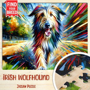 Puzzle Retrato de perro lobo irlandés de arte acrílico pe