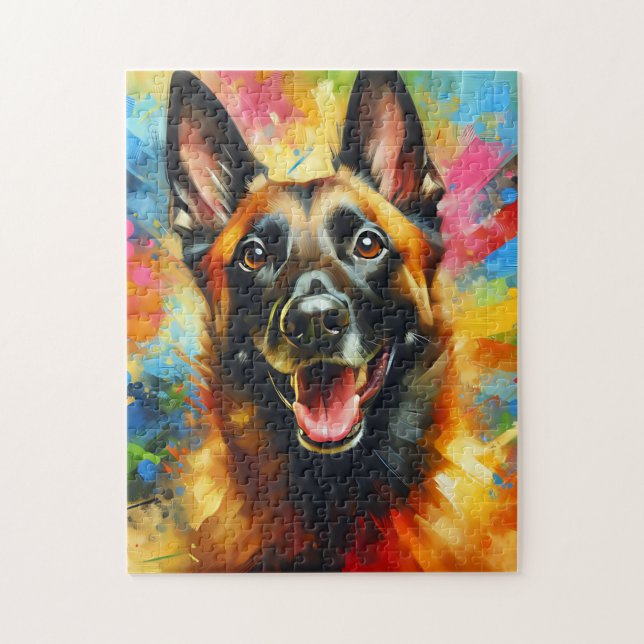 Puzzle Retrato de perro Malinois belga Impresión artístic (Vertical)