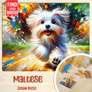 Puzzle Retrato de Perro Maltés Impresión de Arte Acrílico