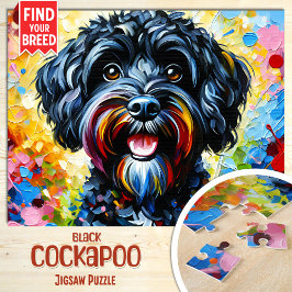 Puzzle Retrato de perro negro Cockapoo Impresión de arte