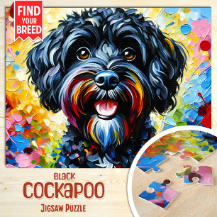 Puzzle Retrato de perro negro Cockapoo Impresión de arte 