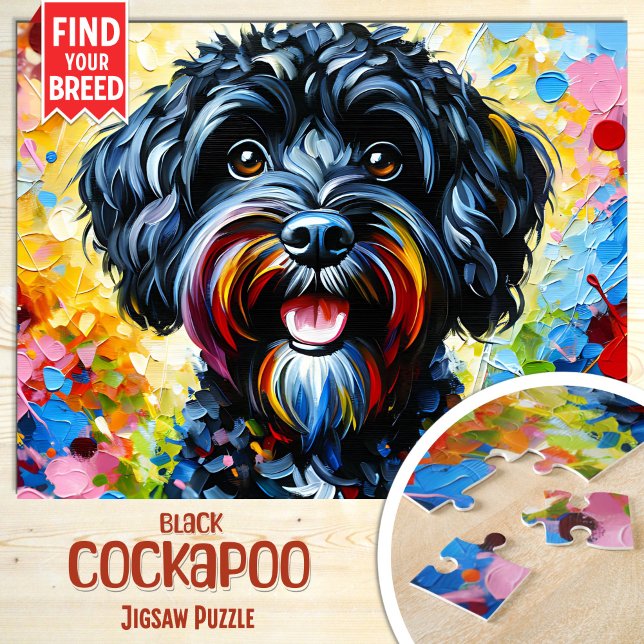 Puzzle Retrato de perro negro Cockapoo Impresión de arte  (Subido por el creador)