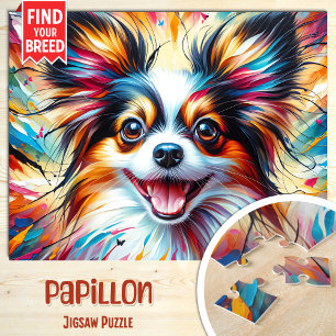 Puzzle Retrato de perro Papillon Impresión artística en a