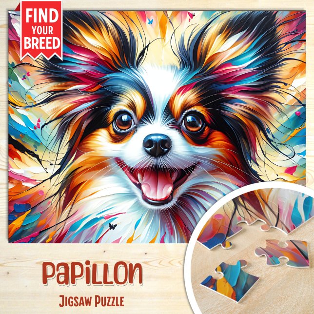 Puzzle Retrato de perro Papillon Impresión artística en a (Subido por el creador)
