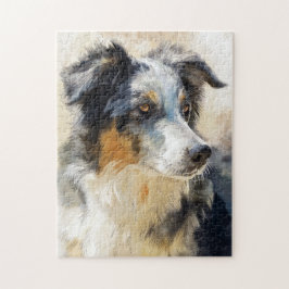 Puzzle retrato de perro pastor australiano