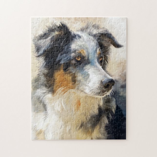 Puzzle retrato de perro pastor australiano (Vertical)