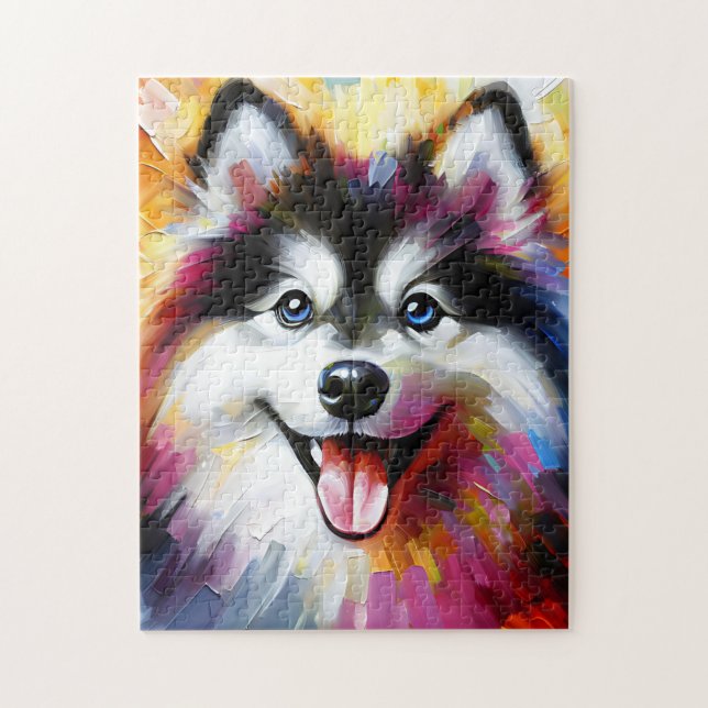 Puzzle Retrato de Perro Pomsky Impresión de Arte Acrílico (Vertical)