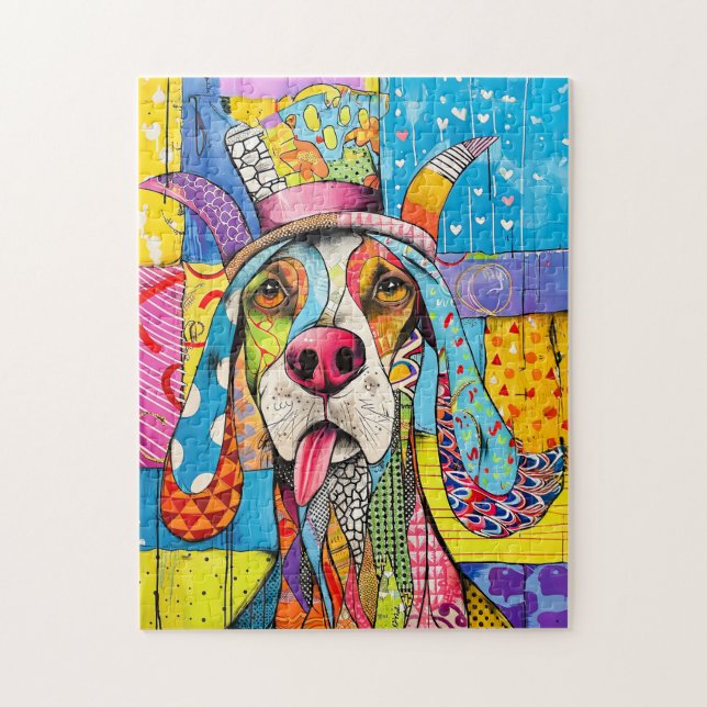 Puzzle Retrato de perro Pop-Art en estilo retro (Vertical)