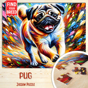 Puzzle Retrato de perro Pug Impresión de arte en acrílico