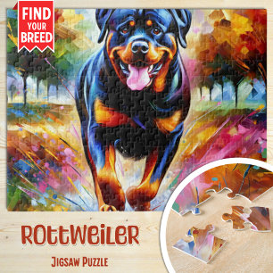 Puzzle Retrato de perro Rottweiler Impresión de arte en a