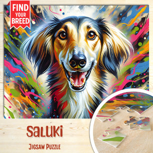Puzzle Retrato de perro Saluki Impresión de arte en acríl