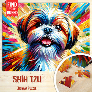 Puzzle Retrato de perro Shih Tzu Impresión de arte acríli