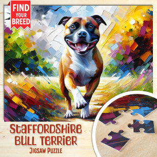 Puzzle Retrato de perro Staffordshire Bull Terrier Acríli