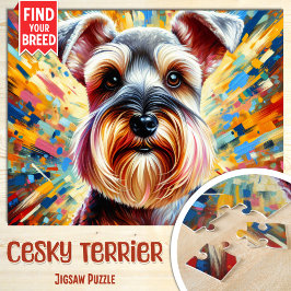 Puzzle Retrato de perro Terrier Cesky Impresión artística