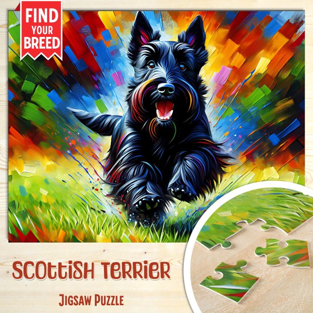Puzzle Retrato de Perro Terrier Escocés Arte Acrílico Imp (Subido por el creador)