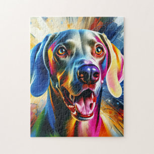 Puzzle Retrato de Perro Weimaraner Impresión de Arte Acrí