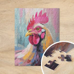 Puzzle Retrato de pollo Arte abstracto moderno<br><div class="desc">Un retrato moderno y peculiar de un pollo, que cobra vida con colores pastel brillantes y pinceladas abstractas y expresivas. El uso lúdico de rosa, azul y amarillo le da a la pintura un aspecto caprichoso, mientras que los pinceles texturados le aportan profundidad y energía a la composición. Esta imagen...</div>