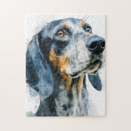 Puzzle retrato de sabueso coon de garrapata azul