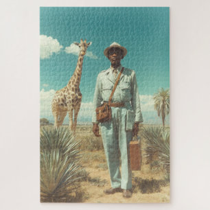 Puzzle Retrato de safari estilizado jirafa paisaje desért