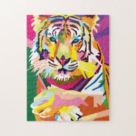 Puzzle Retrato de tigre de arte pop colorido