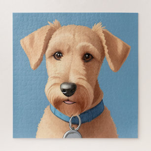 Puzzle Retrato de un perro lindo que lleva una collar azu