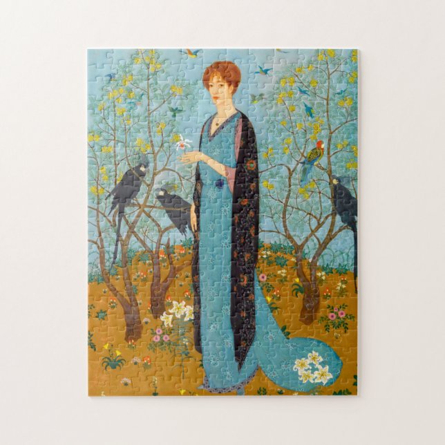 Puzzle Retrato de una mujer en un jardín de Edmund Dulaco (Vertical)