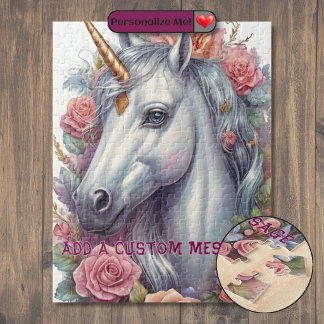 Puzzle Retrato de Unicornio Blanco Personalizado