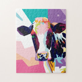 Puzzle Retrato de vaca de arte pop colorido