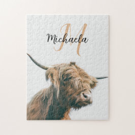 Puzzle Retrato de vaca de Highland nombre personalizado m