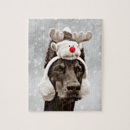 Puzzle Retrato del invierno del Doberman