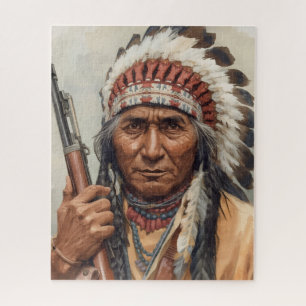 Puzzle Retrato del jefe guerrero indio Gerónimo