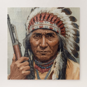Puzzle Retrato del jefe guerrero indio Gerónimo
