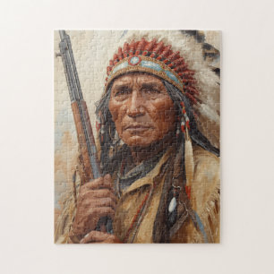 Puzzle Retrato del jefe indio Geronimo guerrero