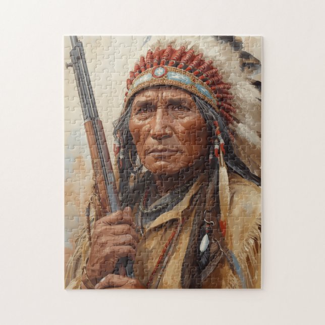 Puzzle Retrato del jefe indio Geronimo guerrero (Vertical)