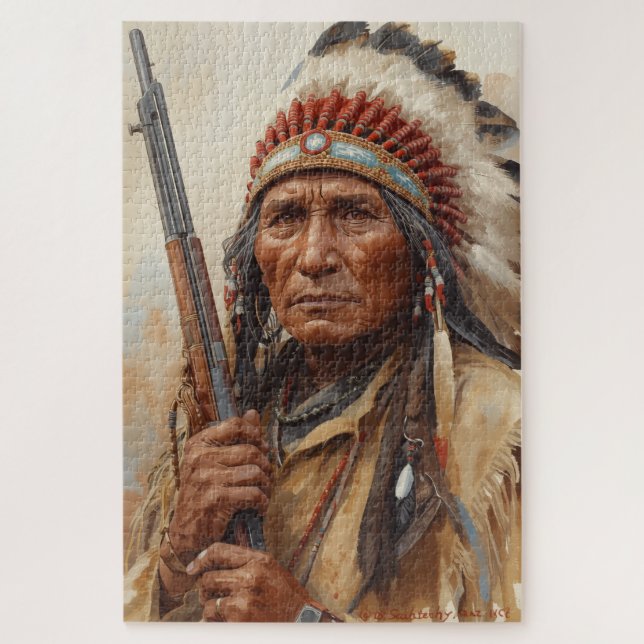 Puzzle Retrato del jefe indio Geronimo guerrero (Vertical)