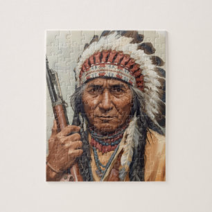 Puzzle Retrato del jefe indio Geronimo guerrero