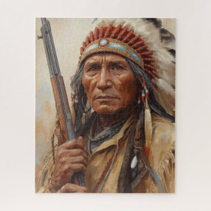 Puzzle Retrato del jefe indio Geronimo guerrero