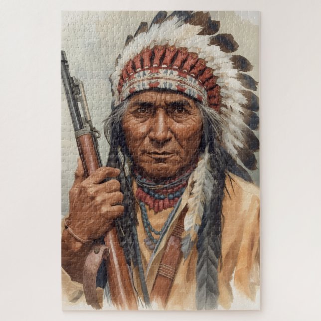 Puzzle Retrato del jefe indio Gerónimo guerrero (Vertical)