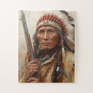 Puzzle Retrato del jefe indio Geronimo guerrero