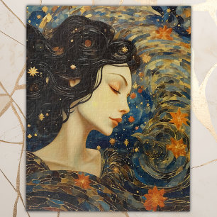 Puzzle Retrato elegante Noche estrellada Art Nouveau