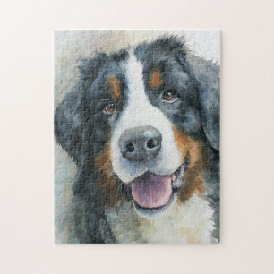 Puzzle retrato en acuarela de perro de montaña bernés