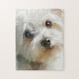 Puzzle retrato en acuarela de perro maltés