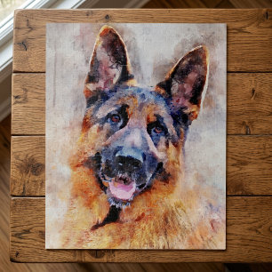 Puzzle Retrato en Acuarela de Perro Pastor Alemán