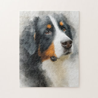 Puzzle Retrato en acuarela del perro de montaña bernés