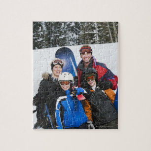 Puzzle Retrato familiar con tablas de nieve