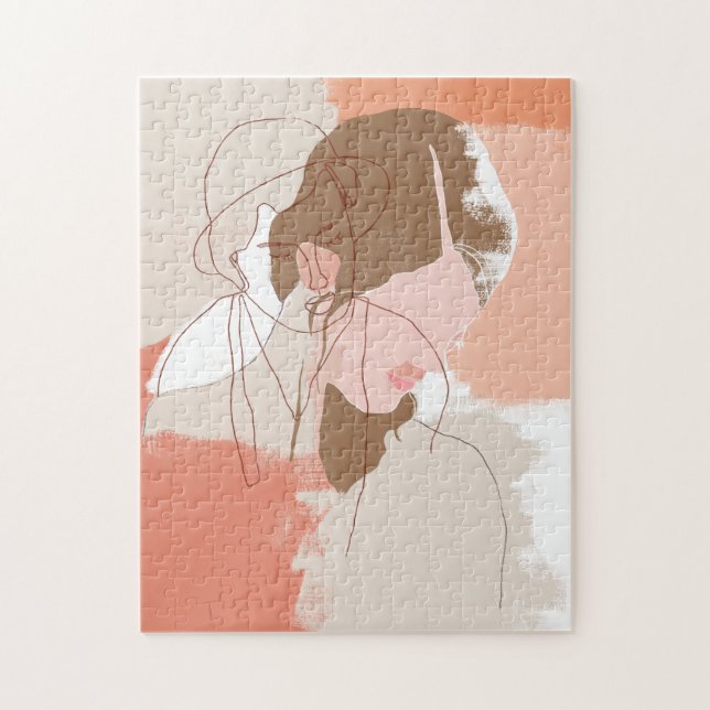 Puzzle Retrato femenino de contorno pintado (Vertical)