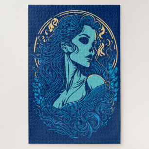 Puzzle Retrato femenino gótico de belleza craneal