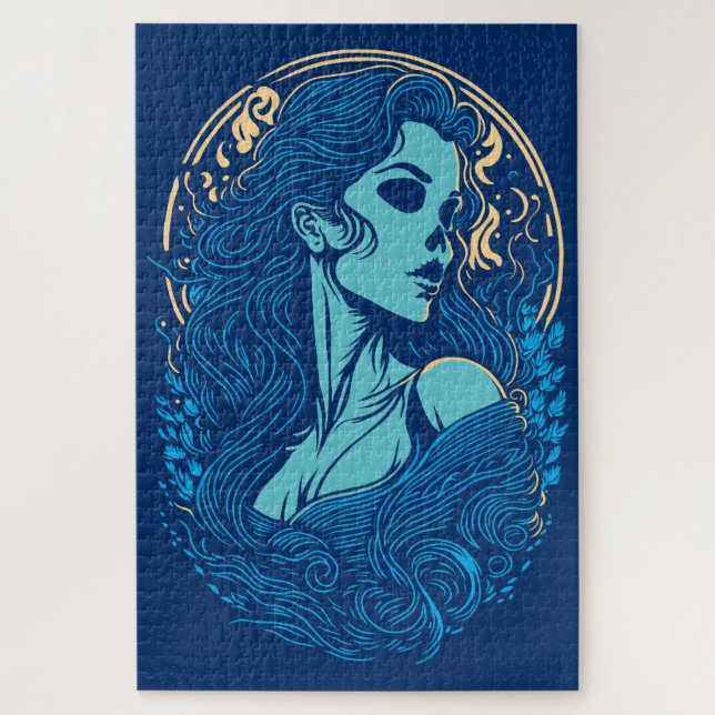 Puzzle Retrato femenino gótico de belleza craneal (Vertical)