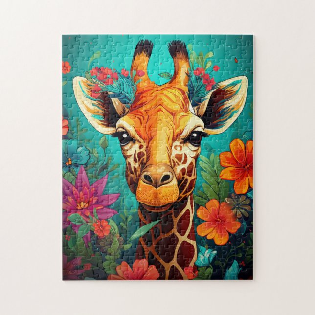 Puzzle Retrato Floral Giraffe-9319 (Vertical)