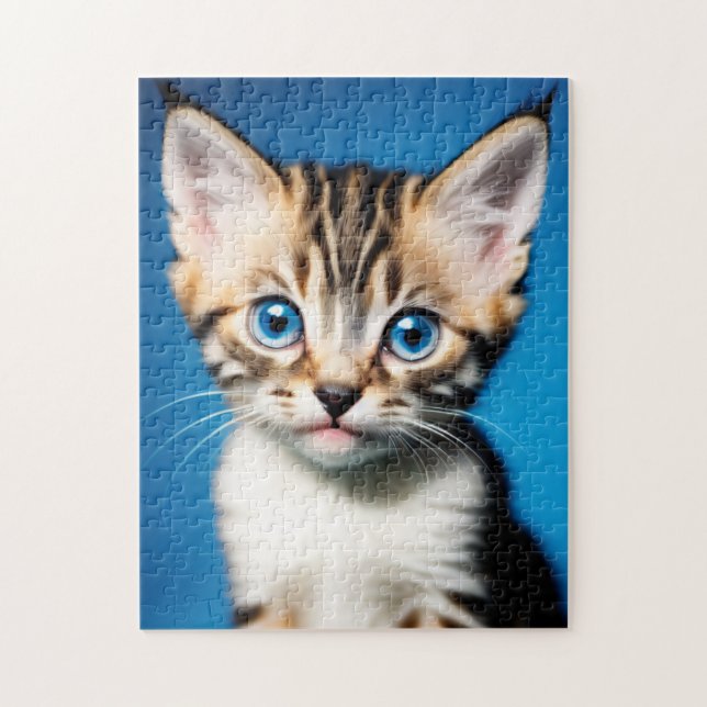 Puzzle Retrato gatito adorable con hermosos ojos azules (Vertical)